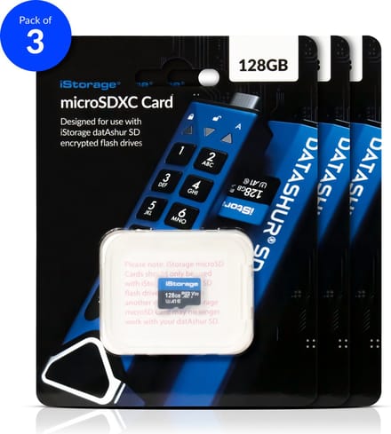 iStorage MicroSD Card 128GB - 3 Pack - alleen te gebruiken met de iStorage datAshur SD flashdrive (module) - IS-FL-DSD-256
