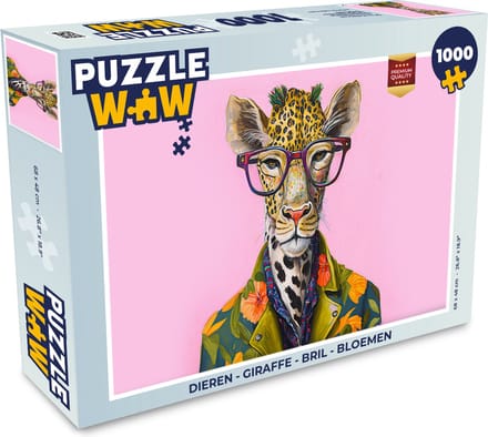 Puzzel Dieren - Giraffe - Bril - Bloemen - Legpuzzel - Puzzel 1000 stukjes volwassenen