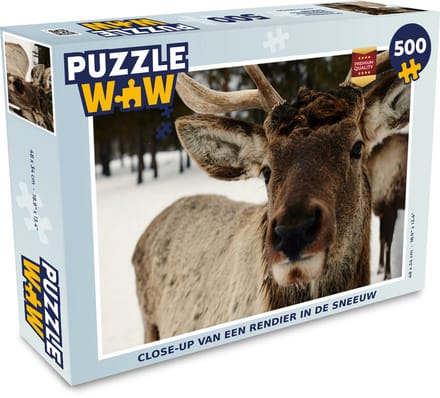 Puzzel Close-up van een rendier in de sneeuw - Legpuzzel - Puzzel 500 stukjes