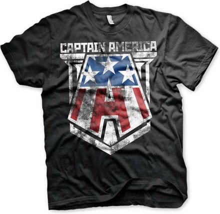 Marvel Captain America Heren Tshirt -S- Distressed A Zwart