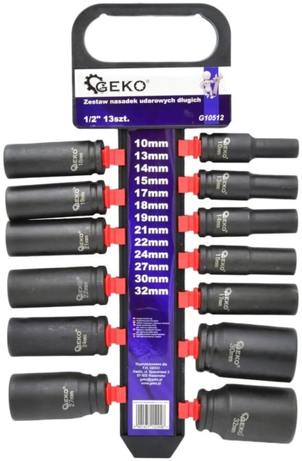 GEKO Langdurige dopsleutelset - 6-punts - Cr-V staal - 13-delig - 10-32 mm