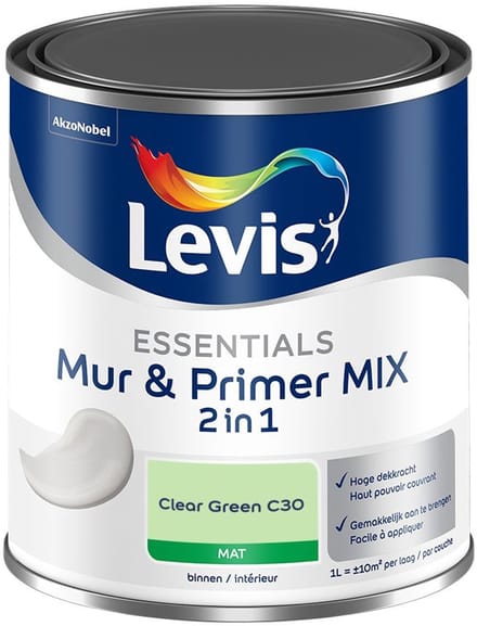 Levis - Essentials Mur & Primer Mix - Clear Green C30 - Mengverf - 1 L