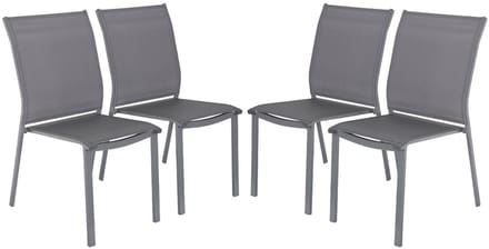 sweeek - Set van 4 stapelbare tuinstoelen van aluminium en textileen 64,5 x 45,5 x 89,5 cm - buffalo