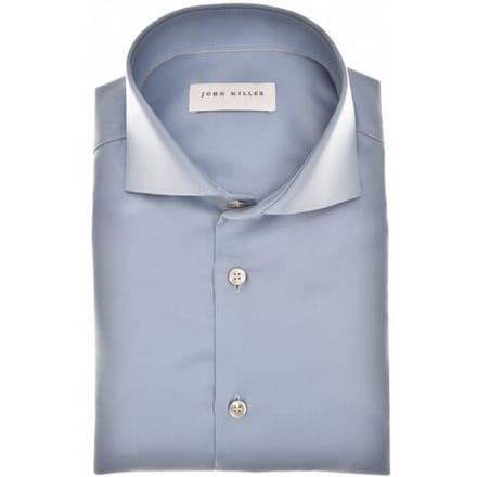 John Miller Overhemd Luxury Solid Color Cotton Non-Iron Midden Blauw / male