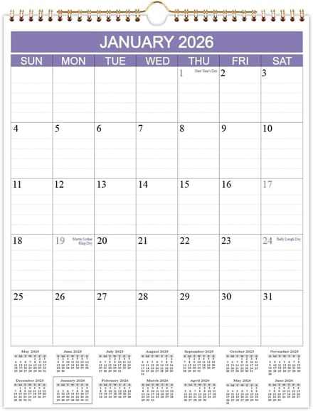 Wandkalender 2025 12 Maanden Verticaal - Ruim Ingevuld en Dik Papier