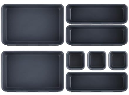 Set van 8 opbergdozen voor lades - 3 maten, verstelbare indeling, antislip bodem