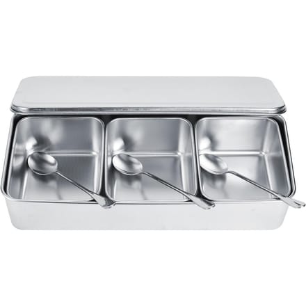 Huishouden 3?Rooster RVS Kruidenbox Pot Kruidencontainer Set met Lepels Deksel gray