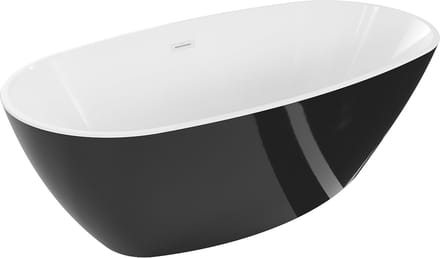 Mexen Eris vrijstaande badkuip 155 x 80 , wit/zwart, witte overloop - 53441558075-20