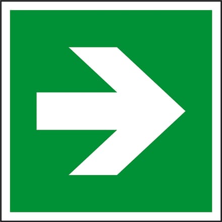 Nooduitgang bord richtingspijl 100 x 100 mm
