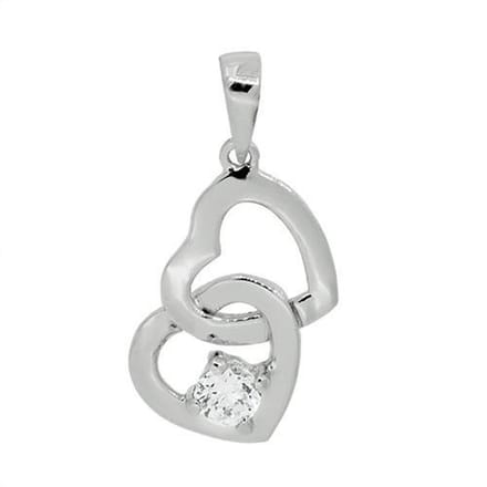 Tresor Zilveren Hanger Hartjes Steentje Zirkonia