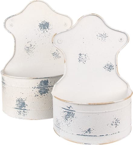 Clayre & Eef Planthouder 26x14x37 /23x12x32 cm Beige IJzer