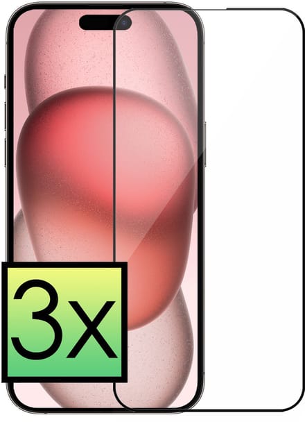 Screenprotector - 3 Stuks - Geschikt voor Apple iPhone 15 Plus - Full Cover - Beschermglas - Gehard Glas - Tempered Glass - Screen Protector