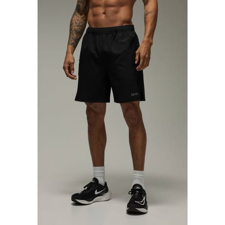 Heren Active 7inch Stretch Geweven Ripstop Short | Black | Size Large