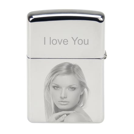 Zippo aansteker chroom bedrukt met uw eigen foto !