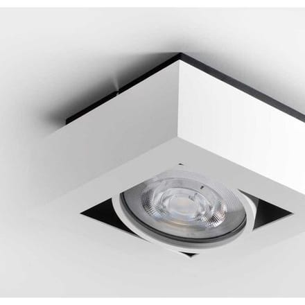 Castor bianco I by LUSENZ - Vierkante plafondlamp met richtbare spot en mat witte coating