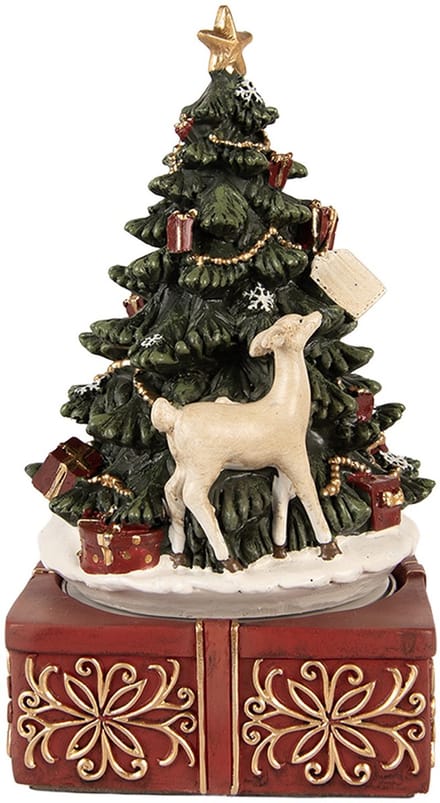 Clayre & Eef Muziekdoos Kerstboom Ø 11x19 cm Groen Kunststof