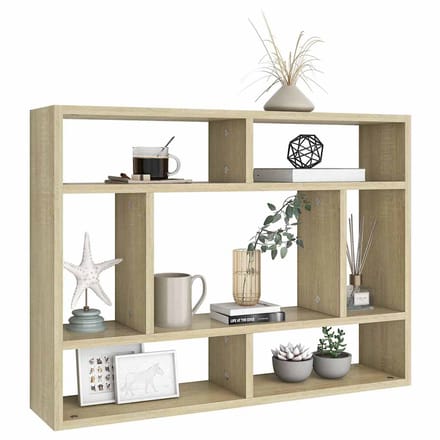 vidaXL - Wandschap - 75x16x55 - cm - bewerkt - hout - sonoma - eikenkleurig
