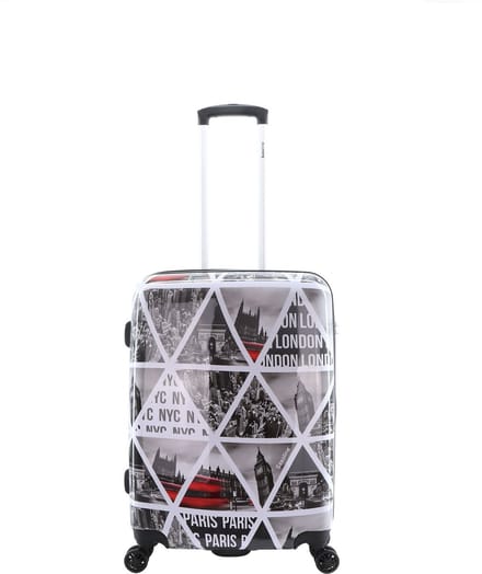 Saxoline Harde Koffer |Trolley | Reiskoffer - 64 cm (Medium) - Cities Print - Bedrukt / Medium