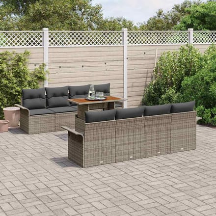 vidaXL - Tuinbank - Set - 7 - st - Grijs - poly - rattan