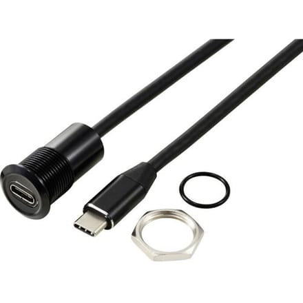 TRU COMPONENTS TC-13376328 USB-C (3.1) bus/stekker, 1 m kabel, zwart 1 stuk(s)