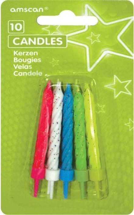 Amscan Verjaardagskaarsjes Glitter 6,3 Cm Multicolor 10 Stuks