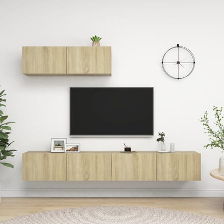 vidaXL - Tv-meubelen - 3 - st - bewerkt - hout - sonoma - eikenkleurig