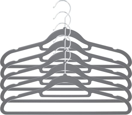 Storage Solutions Kledinghangers anti-slip - 20x - kunststof - met broekstang - grijs