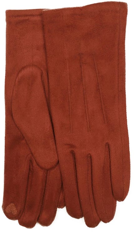 Stevige faux suede dames handschoenen Tabea-touchscreenfunctie-effen oranje