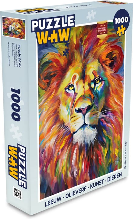 Puzzel Leeuw - Olieverf - Kunst - Dieren - Legpuzzel - Puzzel 1000 stukjes volwassenen