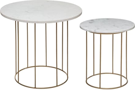 Atmosphera Marble bijzettafel set 2 - Goudkleurig en marmer - Salontafel
