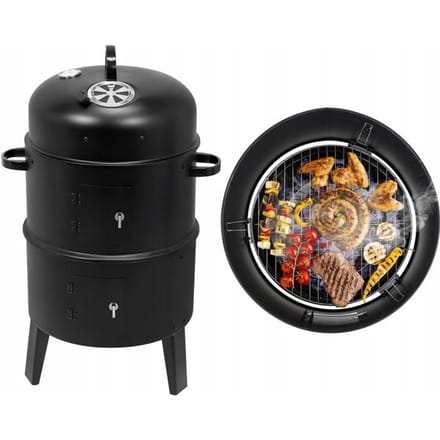 LUND Smoker Verticale Rookoven 80 cm Smoker Barbecue met Dubbele Kamer, Thermometer & Luchtregeling