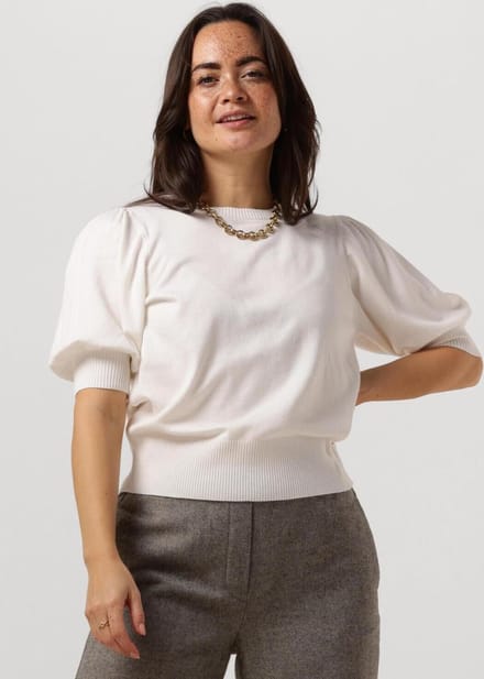 Minus Liva Knit Tee Tops & T-shirts Dames - Gebroken wit - Maat XXL