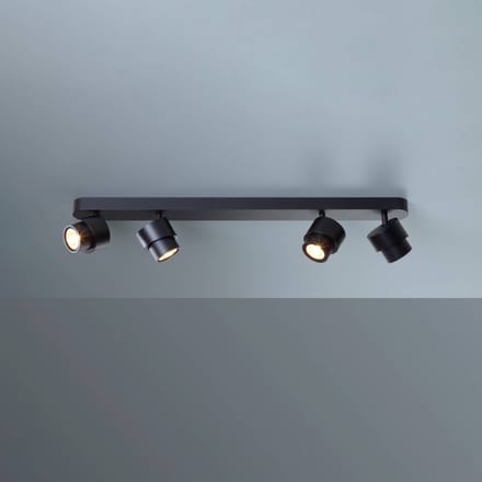 Escale LED-spot BRUSH, zwart, 70 cm, 4-lamps, metaal, dimbaar, 2.700 K