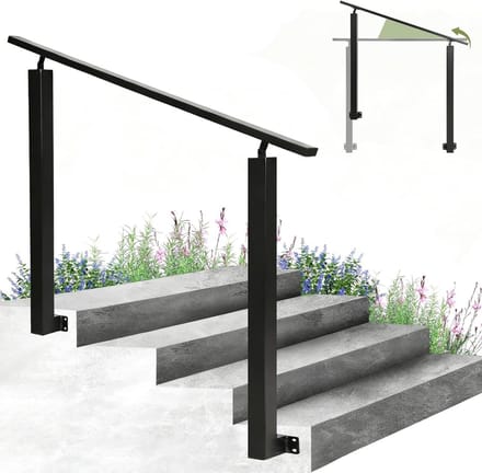 Buitentrapleuning - Traphek Reling - Veilig Traplopen - Hoek Verstelbaar - 100 cm - Zwart