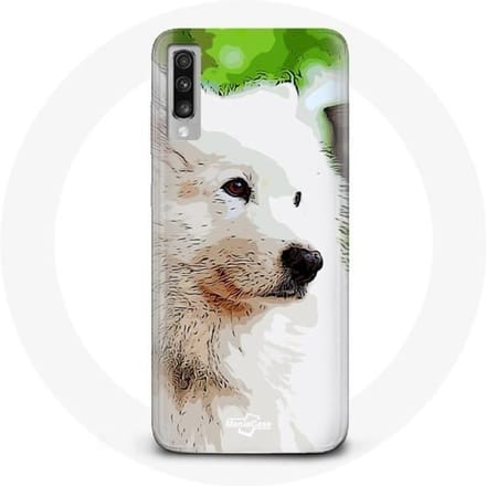 Coque - MANIACASE - Samsung Galaxy A70 - Souple - Chien Samoyède - Blanc blanc
