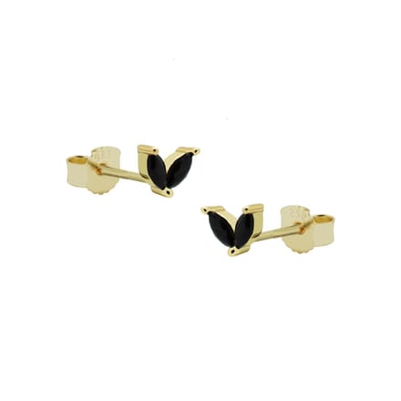 Karma Oorknoppen symbol double leaves goud Zwart
