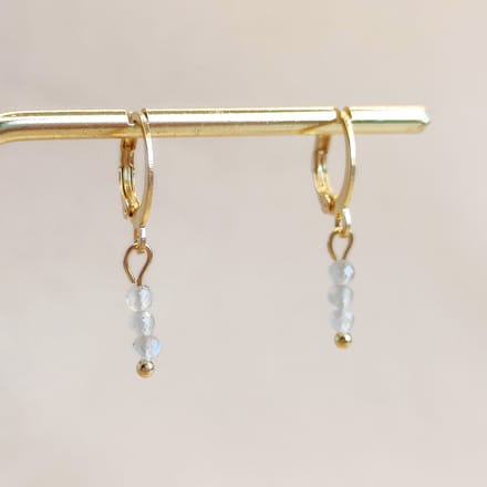 Ava&Imber Sparkling Labradoriet Oorbellen Goud Stainless Steel (RVS)