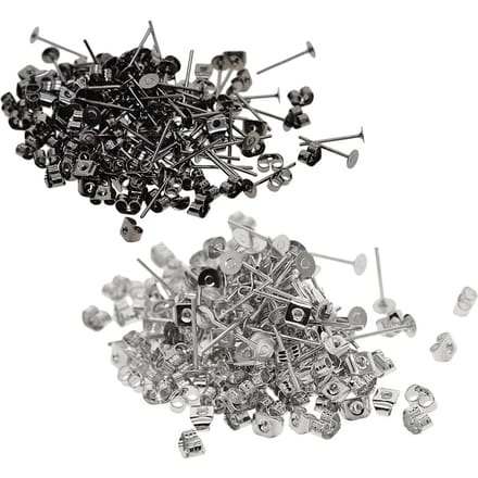 Poteaux et dos de boucles d'oreilles en fer de 4mm, 400 pièces, pour résultats de bricolage, bijoux as described black