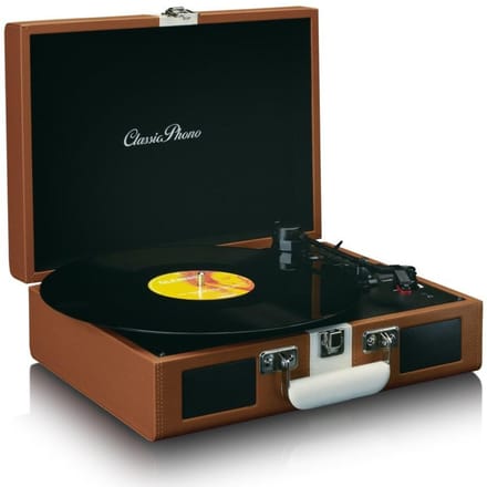 Classic Phono Retro Platenspeler - Vinyl Koffer met Bluetooth en ingebouwde Speakers - Auto-stop - TT-120BNWH - Bruin