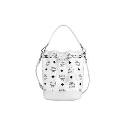 MCM Sac Seau Mini Monogramme Cordon Cuir Nappa Sacs Femme Noir Blanc MWDCSDU03WT001 Basic Set (Bag+Dust Bag) white