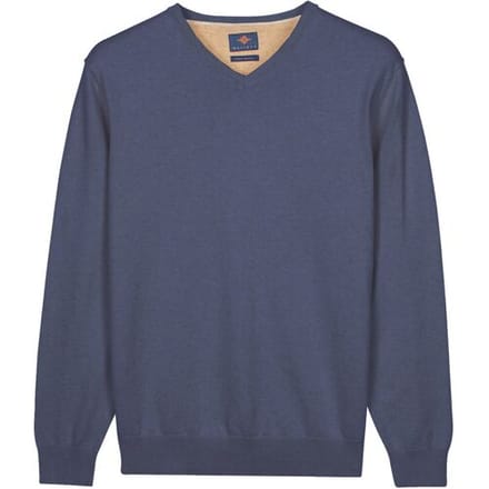 Baileys Trui Solid Color V-Neck Cotton Single Knit Cloud Blue / male