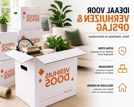 Verhuisdozen Set - Opslagboxen - Veilig Verhuizen - Zelfsluitend Ontwerp - 25 Stuks 52L - Wit/Bruin
