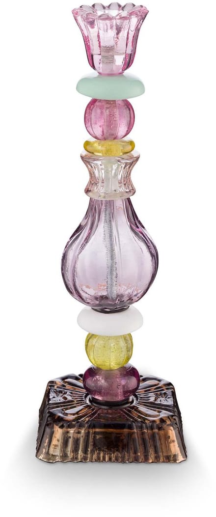 Pip Studio Kaarsenhouders - Beads - Kandelaar van Glas - Lila - 28cm