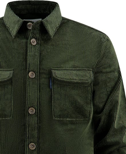 A Fish Named Fred overshirt groen corduroy slim fit katoen