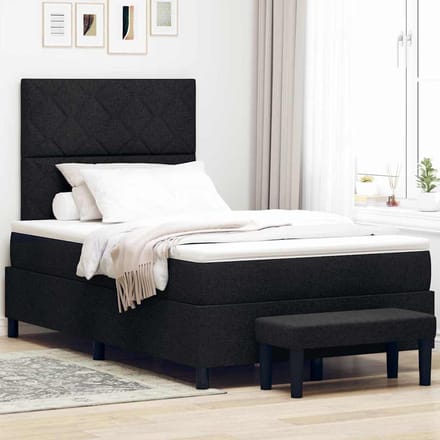 vidaXL - Boxspring - bed - met - hoofdeinde - Zwart - 120 - x - 190 - cm - Stof