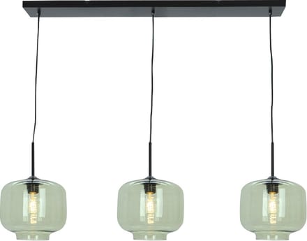 Olucia - ANNIEK - Hanglamp - Groen / Zwart - 3L - Vorm: Rechthoek