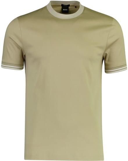 BOSS Black T-shirt ronde hals creme slim fit