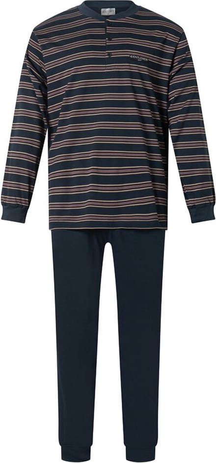 Heren Pyjama single jersey gentlemen met knoopsluiting Navy - maat M