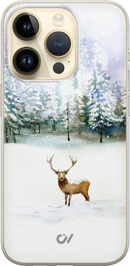 Hoesje geschikt voor Apple iPhone 14 Pro - Rendier - - Wit - Apple - Casevibes