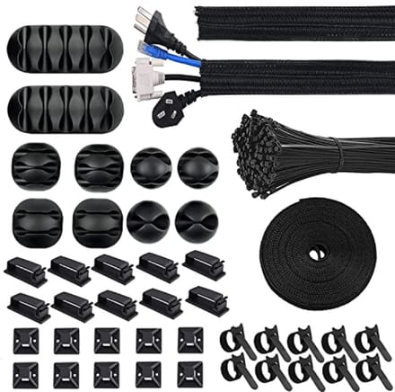 Kabel management - 142 stuks kabel organizer met kabelbinders, klittenband en kabelhouders